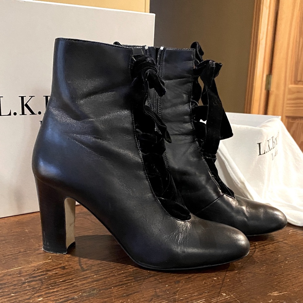LK Bennett Maxine Heeled Boots with Velvet Tie Ups
